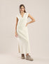 Sleeveless long dress with side slits